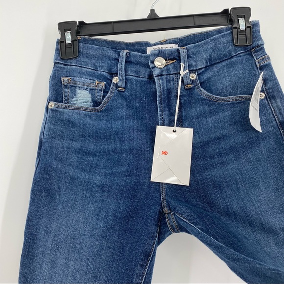 Good American NWT Good Legs Extreme Stiletto Blue Stretch Denim Jeans 0 25 New - Picture 5 of 12